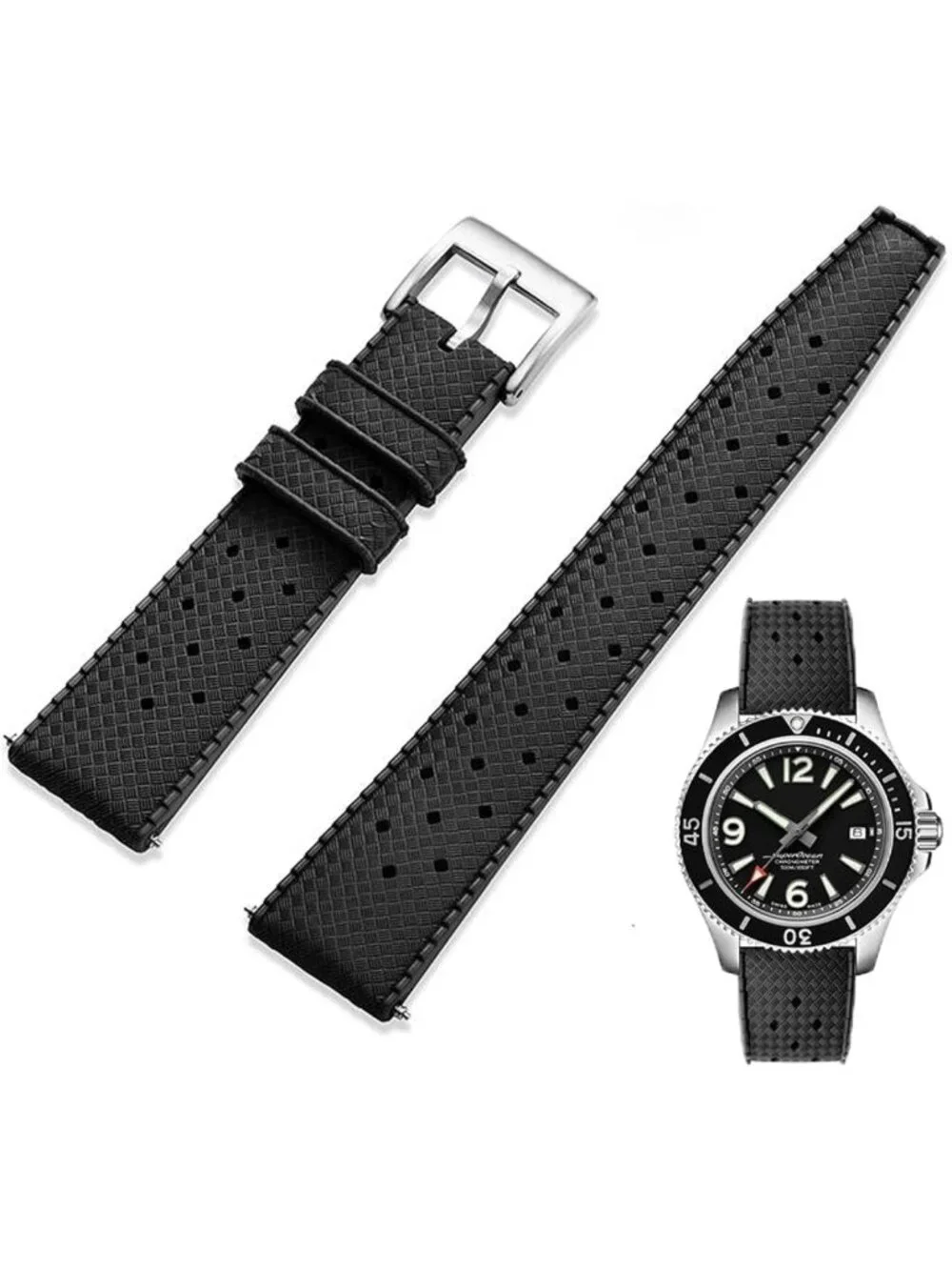 Tropical Style Quick Release FKM Rubber Watch Strap - Soft, Durable, Universal